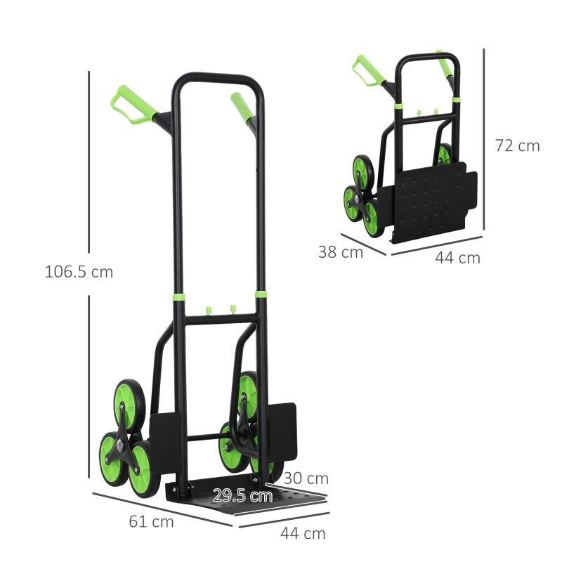 DURHAND Steel Folding Hand Truck, Heavy Duty Foldable Trolley on Wheels, Multi-Purpose Sack Truck Moving Trolley, 120kg, Green