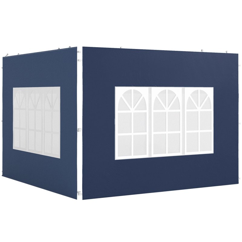 Outsunny Gazebo Side Panels with Window for 3x3(m) or 3x6m Gazebo Canopy, 2 Pack Sides Replacement, Blue