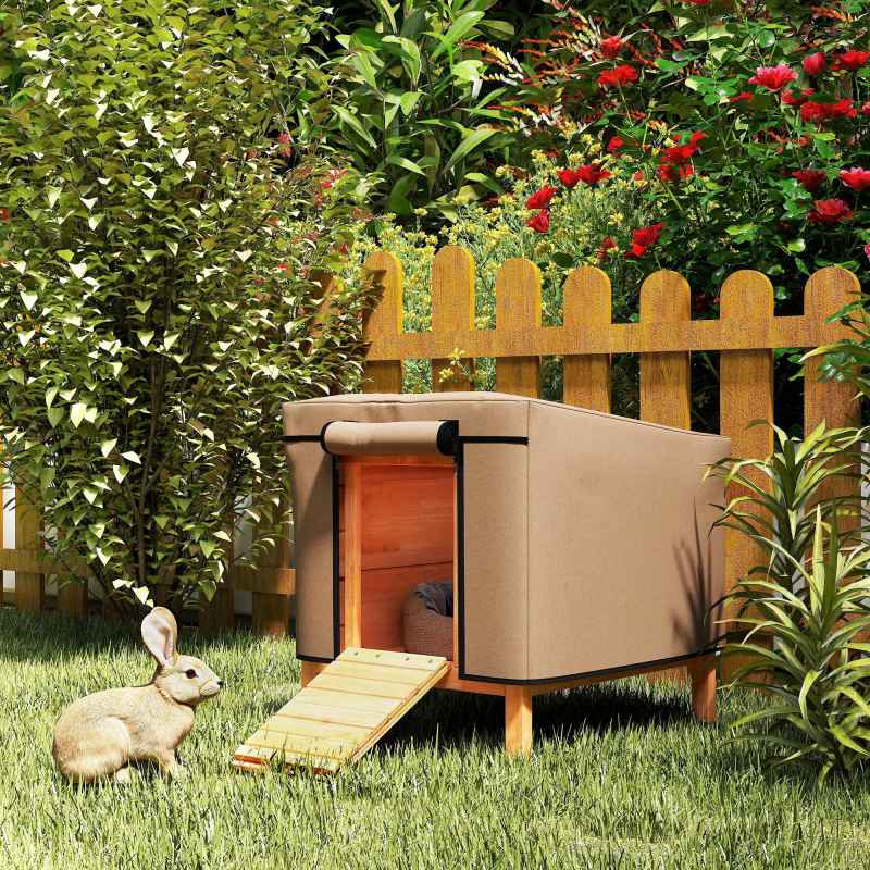 PawHut Rabbit Hutch Cover, Guinea Pig Hutch Cover, for Model X-D2-0047 & Similar Models, 43 x 52 x 37cm, Brown