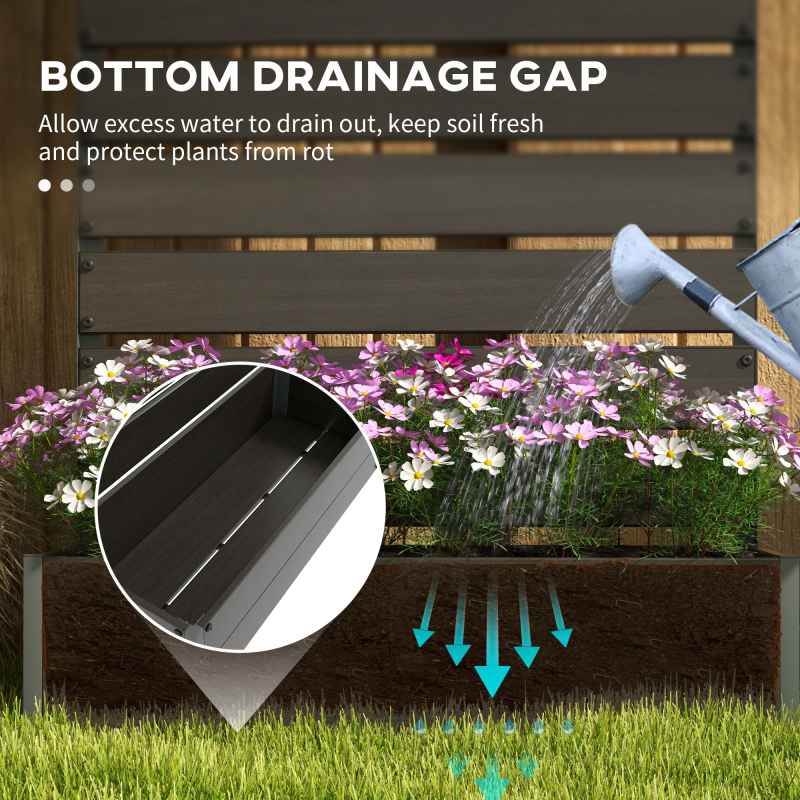 Outsunny Garden Planter with Trellis for Climbing Plants, Vines, Flowers, Freestanding Raised Bed for Garden, Outdoor, Patio, Planter Box with Drainage Gap, Black