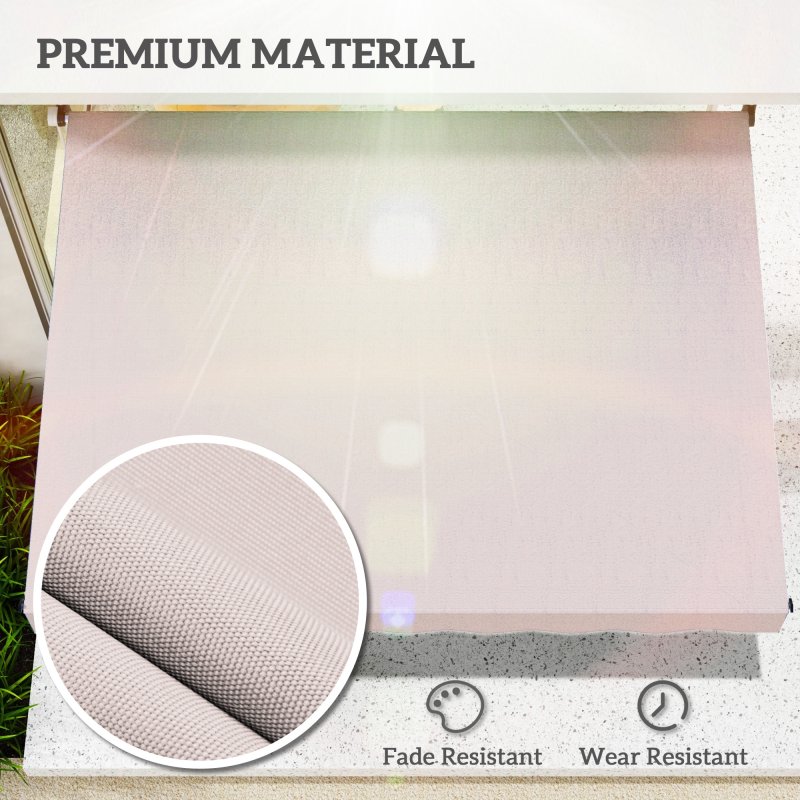 Outsunny Balcony 2 x 1.5m Manual Adjustable Awning DIY Patio Clamp Awning Canopy  Retractable Shade Shelter - Beige