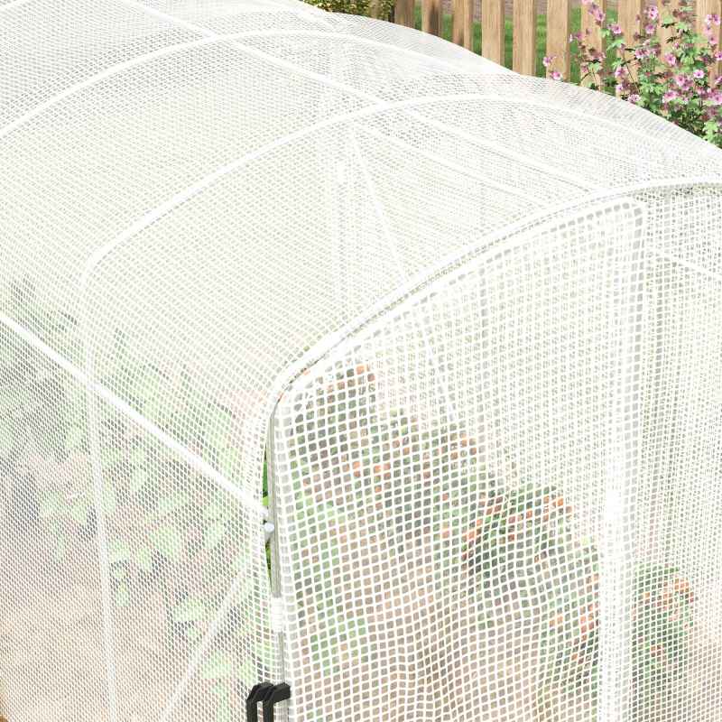 Outsunny 3 x 2 x 2m Polytunnel Greenhouse with Hinged Door, Walk-in Grow House Tent with UV-resistant PE Cover, Galvanised Steel Frame, Clamps, White