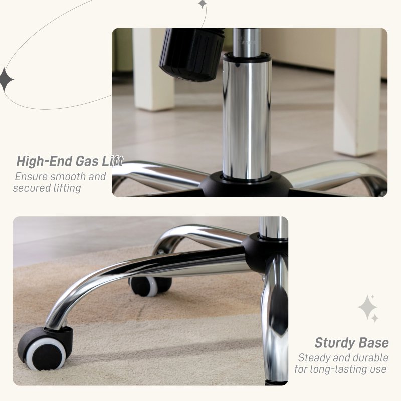 Vinsetto Home Office Chair, Velvet Computer Chair, Button Tufted Backrest with Swivel Wheels, Adjustable Height and Tilt Function, Cream White