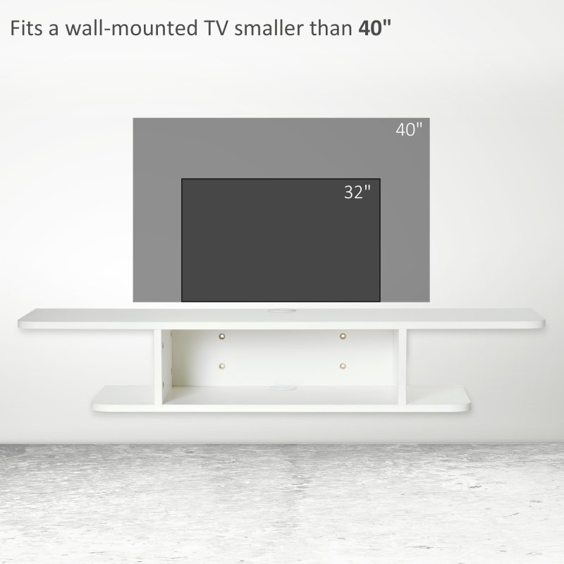 HOMCOM Floating TV Unit Stand for TVs up to 40", Wall Mounted Media Console with Storage Shelf, Entertainment Center