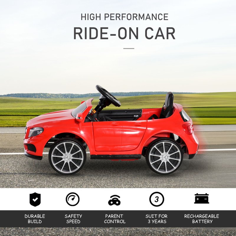 HOMCOM Mercedes Benz GLA Licensed 6V Kids Electric Ride On Car Toy with Remote Control Music Headlight for 3 Years Old Red