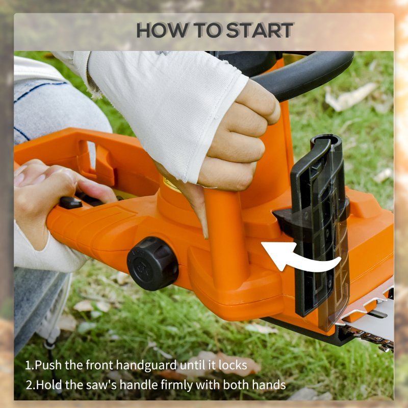 DURHAND Aluminium Chainsaw with Double Brake Protection and Blade Cover, 2000 W, 40 cm, for Wood, Trees and Branches, Orange