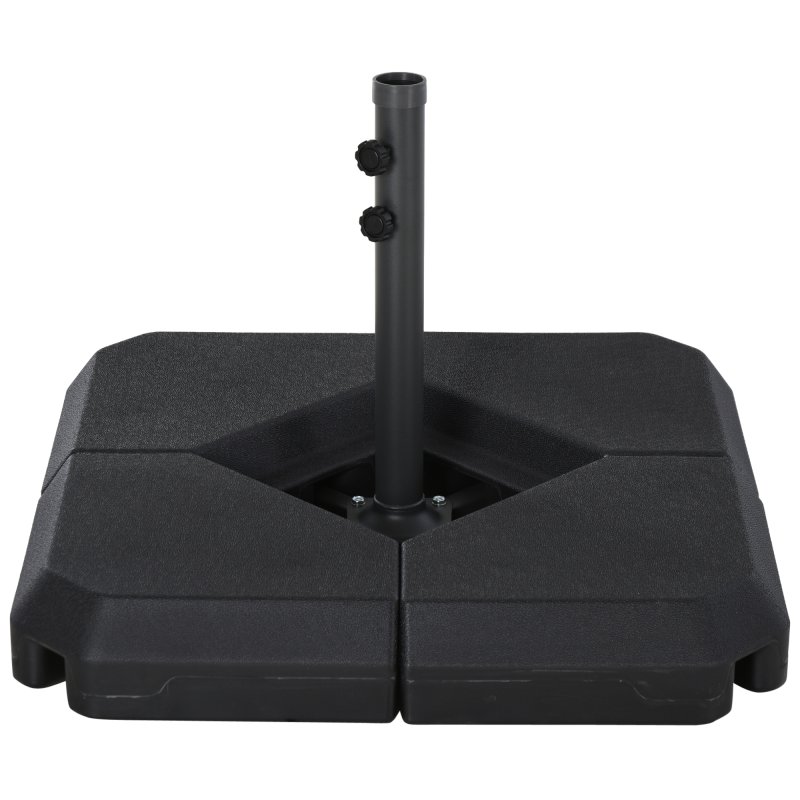 Outsunny 4PCs Fillable Parasol Base Weights with Steel Cross Base, HDPE Garden Umbrella Stand 60L Water or 72kg Sand Filled Weights Plastic Black