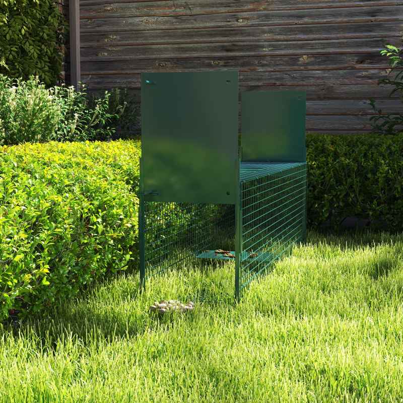 PawHut Two-Door Live Trap for Small Animals, Outdoor and Indoor Animal Trap for Rat, Mice, 100 x 25 x 28cm - Dark Green