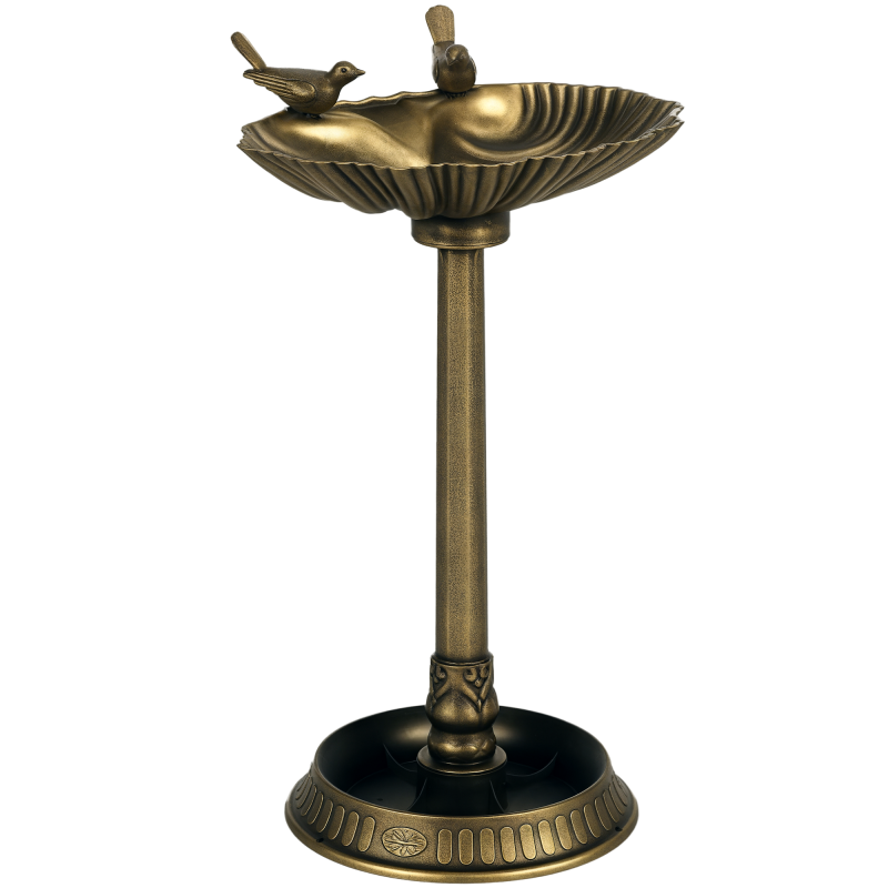 Outsunny 81cm Tall Bird Bath with 2 Decorative Birds, Vintage Style Birdbath with Flower Planter Base, Bird Bath Bowl for Garden, Bronze Tone