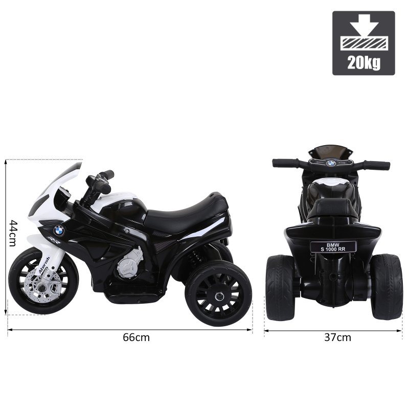 HOMCOM BMW S1000RR Licensed 6V Kids Electric Motorbike 3 Wheel Ride on Motorcycle w/ Headlights Music for 18-36 Months Black