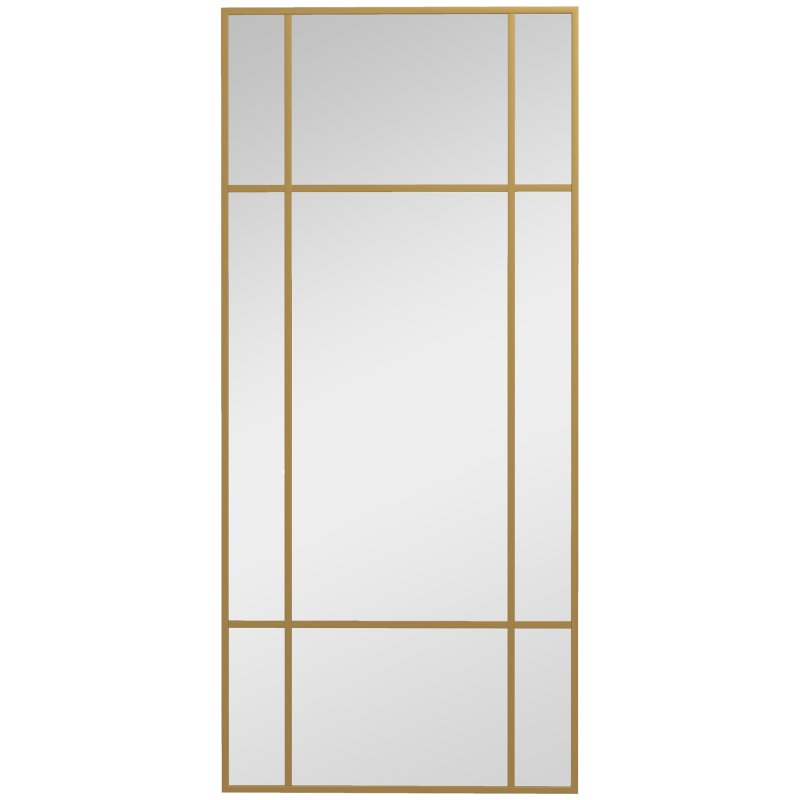 HOMCOM Rectangle Wall Mirror, 110 x 50cm Window Style Vanity Mirror with Metal Frame, Decorative Hanging Mirror for Living Room, Bedroom, Entryway, Vertical or Horizontal, Gold Tone