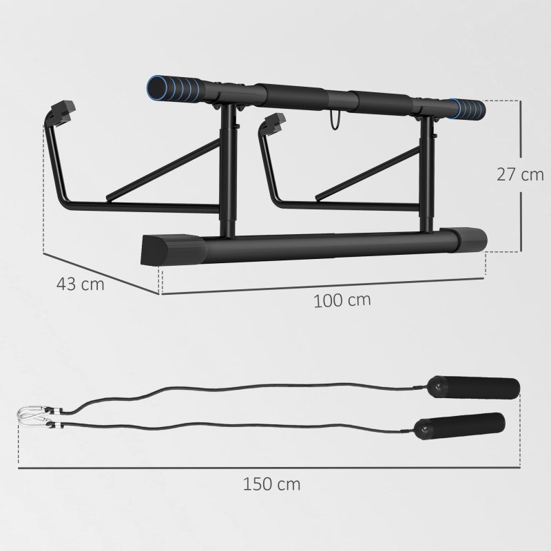 SPORTNOW Doorway Pull-Up Bar, No-Drilling Chin-Up Bar, Push-Up Stand with Resistance Bands, Padded Handles for Home Gym Exercise