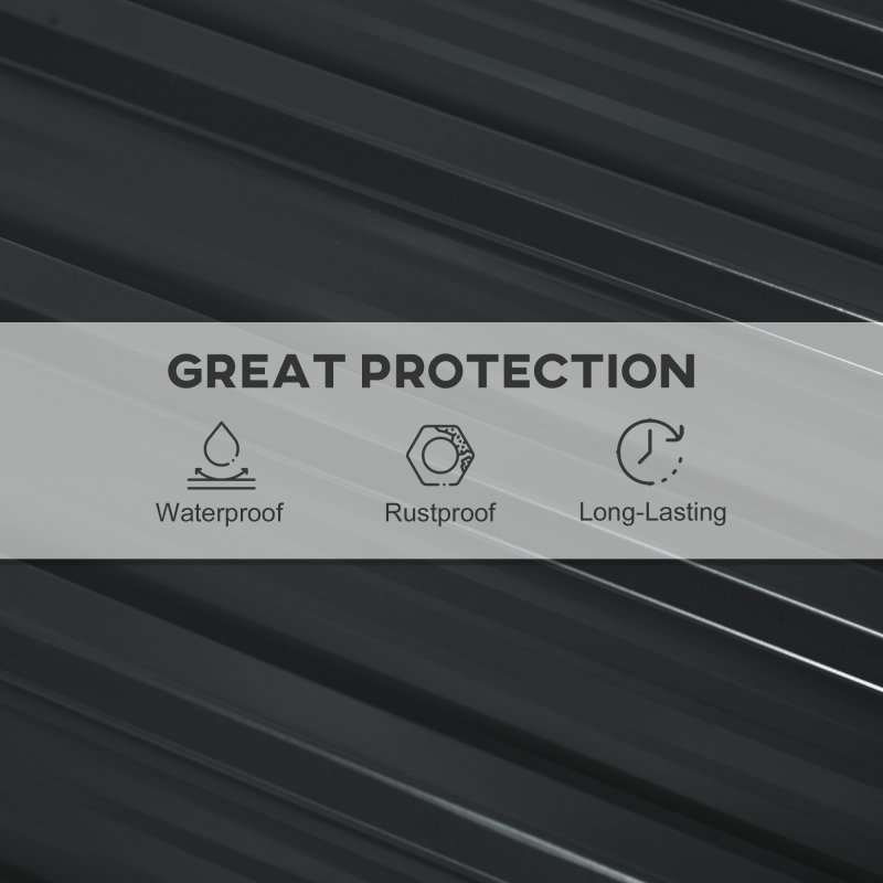 Outsunny Corrugated Roofing Sheets, Pack of 12, Galvanised Metal Roofing Sheets for Greenhouse, Garage, Storage Shed, Carport, 129 x 45cm, Dark Grey