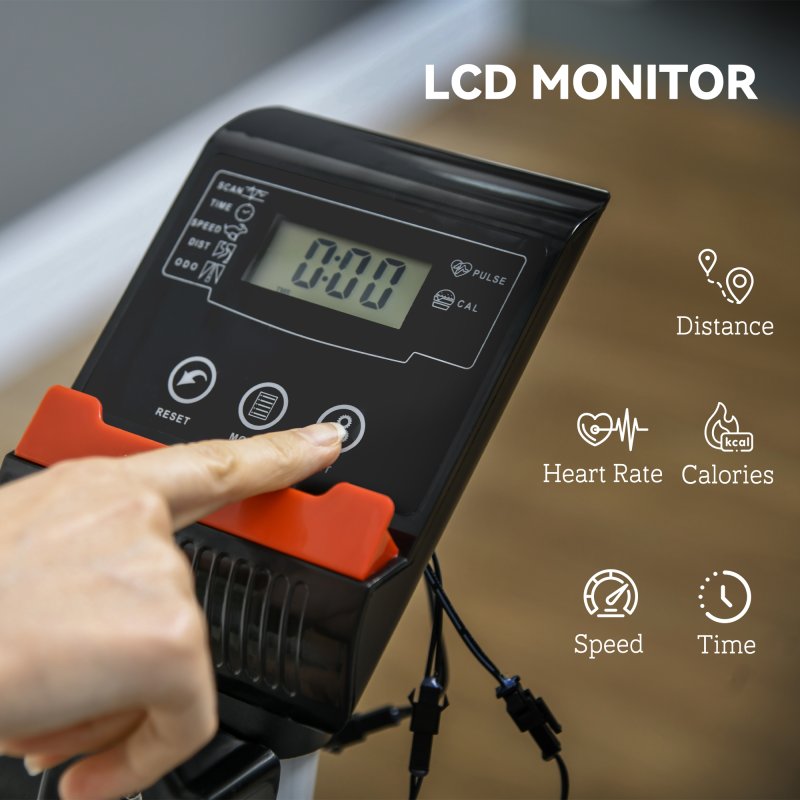 SPORTNOW Exercise Bike, Quiet Stationary Bike with 8-Level Magnetic Resistance, Heart-Rate Sensor, Adjustable Seat, Wheels and LCD Monitor, for Home Gym Workout, Grey