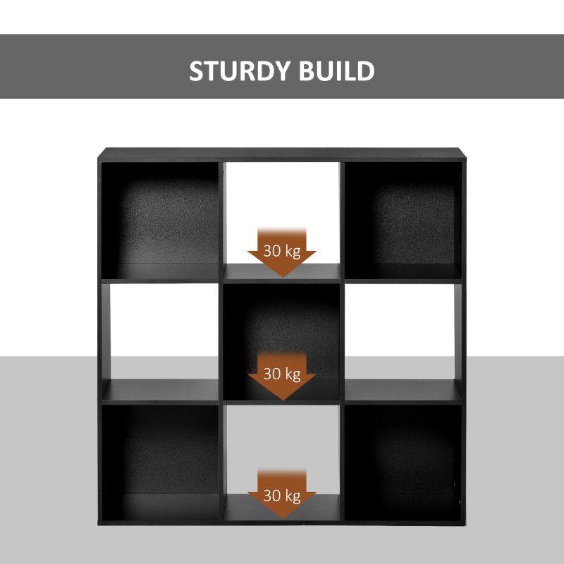 HOMCOM 3-tier 9 Cubes Storage Unit Particle Board Cupboard Bookcase Organiser Home Office Shelves