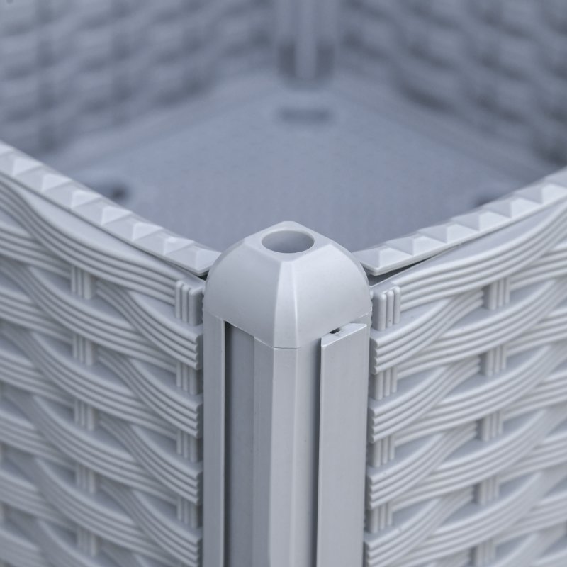 Outsunny Set of 2 26L Garden Raised Bed Elevated Patio Flower Plant Planter Box PP Vegetables Planting Container, Grey