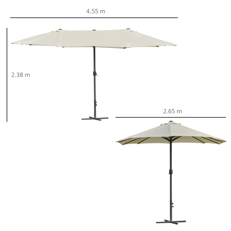 Outsunny 4.6m Garden Parasol Double-Sided Sun Umbrella Patio Market Shelter Canopy Shade Outdoor with Cross Base - Off White