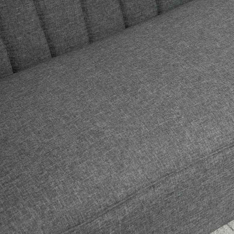 HOMCOM Modern Double Seat Sofa Loveseat Couch 2 Seater Compact Sofa Padded Linen Wood Leg 