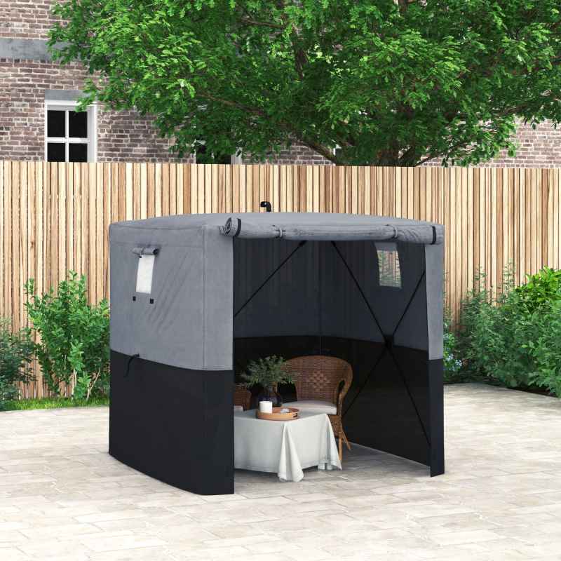 Outsunny Pop Up Gazebo with Sides, 2m x 2m Easy 1 Person Setup Party Tent with Carry Bag, Stakes, Ropes, Folding Multifunctional Instant Shelter, Black and Grey
