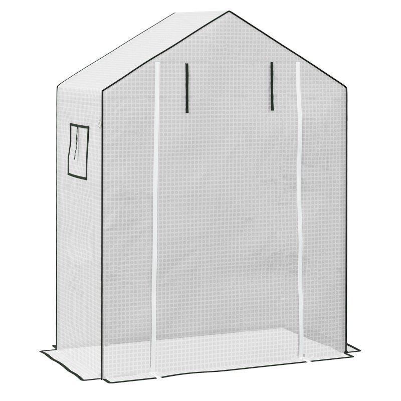 Outsunny Walk-in Greenhouse Cover Replacement with Roll-up Door and Mesh Windows, Reinforced PE Hot House, Cover COVER ONLY, 140 x 73 x 190cm, White