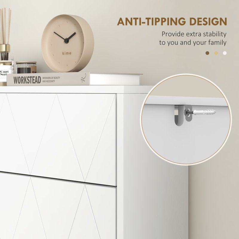 HOMCOM Narrow Shoe Cabinet, Slim Shoe Storage Cabinet with Adjustable Shelves for 12 Pairs of Shoes, White