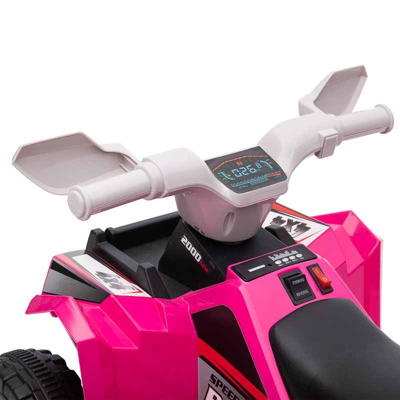 HOMCOM 6V Electric Quad Bike Kids Ride On All Terrain Vehicle with Forward Backward Function, for Ages 18-36 Months - Pink