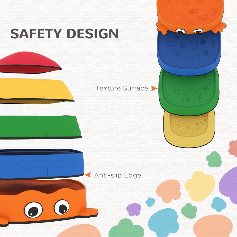 AIYAPLAY 5PCS Balance Stepping Stones, Frog-Shaped Sensory Stepping Stones for Toddlers, Anti-Slip Edging, Stackable Design, Indoor Outdoor Obstacle Course for Kids Ages 2-8, Multicoloured