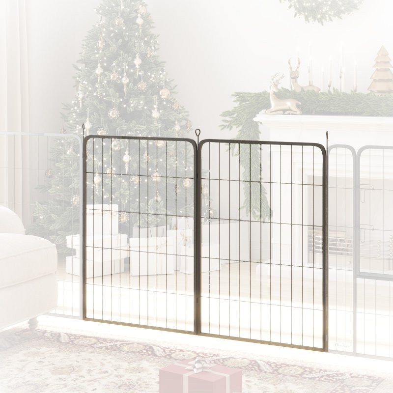 PawHut Dog Pen, 2 Panel Puppy Pen, Portable, Detachable, For Large Dogs, 100cm Tall, Black