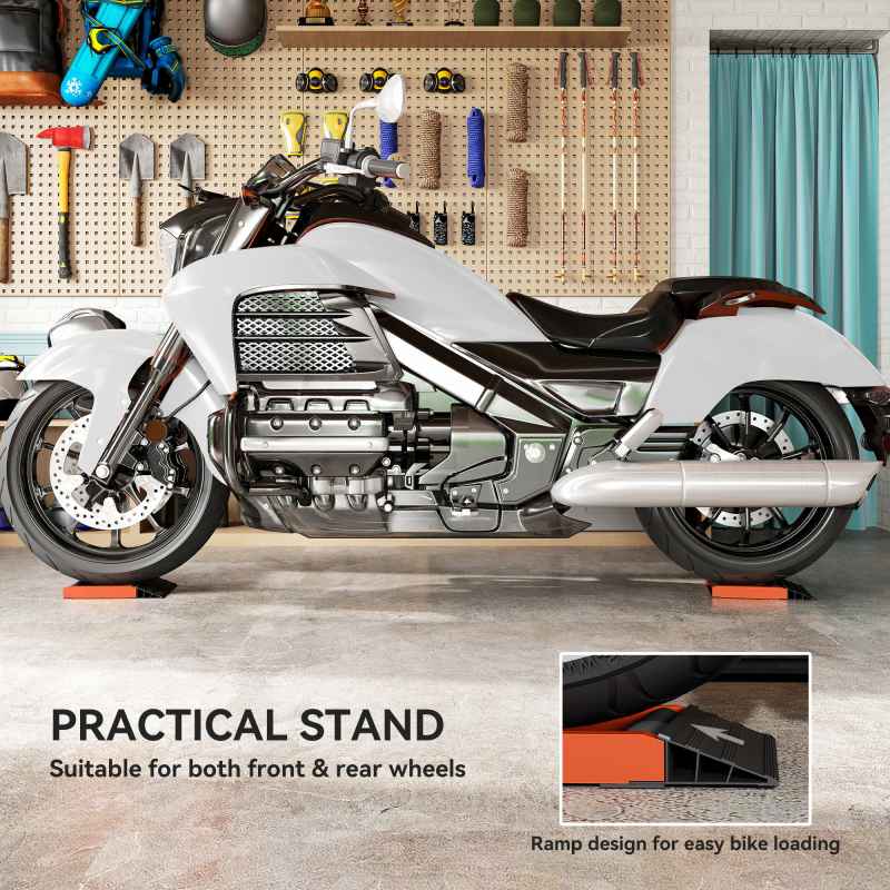 HOMCOM Motorcycle Wheel Cleaning Roller Stand with Aluminium Alloy Frame and Rollers, Motorcycle Maintenance Stand for Tyre Cleaning and Chain Lubrication, Fit Tyre Width < 180mm, Bikes < 500lb, Black