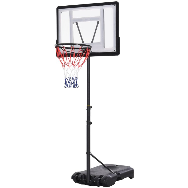 HOMCOM 5-7FT Height Adjustable Basketball Hoop and Stand, Freestanding Portable Basketball Hoop System with Fillable Base, Wheels, for Teens, Juniors, Adults, 1.55-2.1m