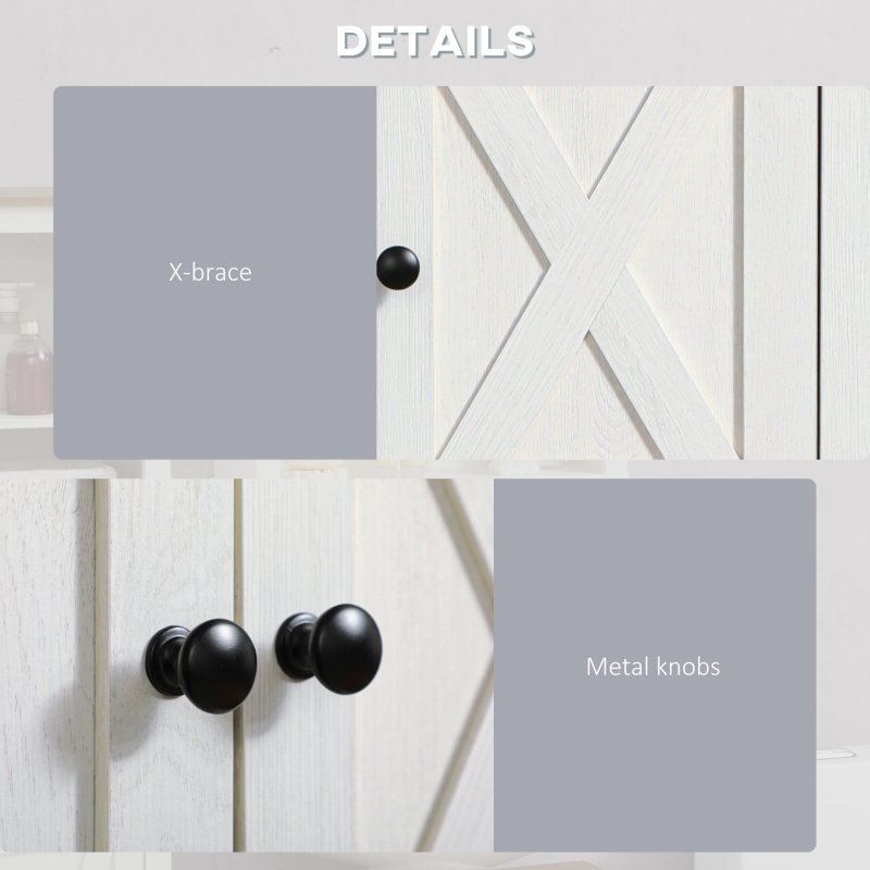 kleankin Farmhouse Bathroom Cabinet Wall Mounted, Bathroom Wall Cabinet with Storage Shelves and Cupboard, Ash Wood-Effect