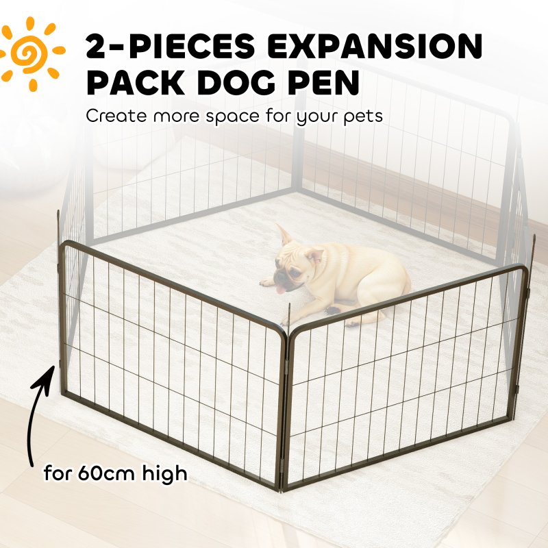 PawHut 2 Piece Dog Pen Expansion Pack for 60cm High Pet Playpen with 3 Connecting Stakes, Puppy Pen for Small Dogs