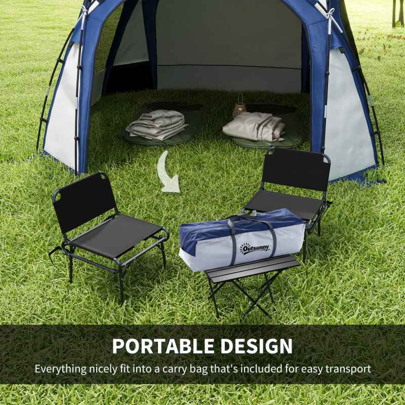 Outsunny Dome Tent for 6-8 Person, Camping Tent with 4 Zipped Mesh Doors, Removable Polyester Cloth, Lamp Hook, Portable Carry Bag, Screen House, White and Blue