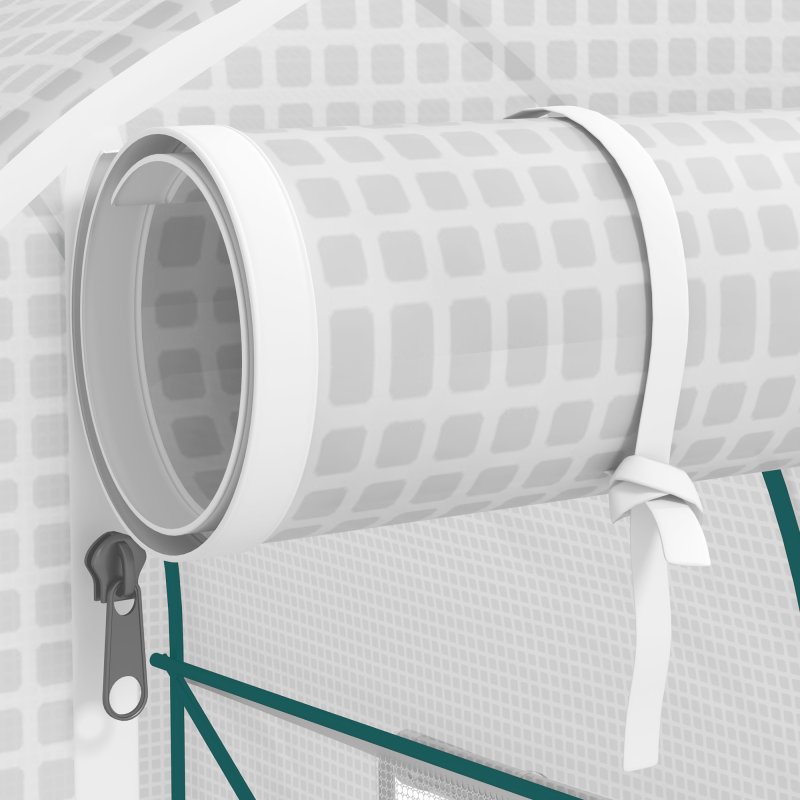Outsunny Reinforced Walk In Polytunnel Greenhouse with Roll Up Door, Galvanised Steel Frame and Zipped Door Windows (2 x 2.5m), White