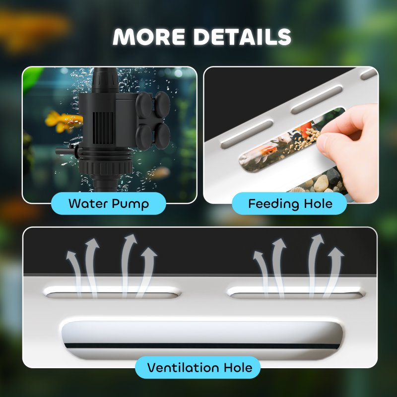 PawHut 17L Fish Tank, Glass Aquarium with Filter System, LED Light, Water Pump, Fish Tank Starter Kits for Betta, Goldfish, Shrimps, White