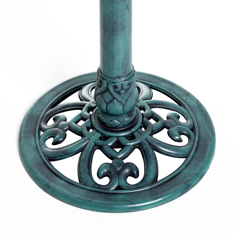 Outsunny 50cm Bird Bath for Garden, Outdoor Birdbath Stand, Decorative Bird Drinking Stand with Scallop-like Pattern, Time-Worn Finish, Green