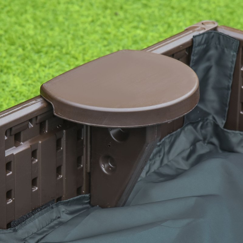 Outsunny Sand Pit Children's Plastic Sandpit w/ Water-Resistant Oxford Cover Bottom Fabric Liner kid Playset for 3-12 years old, Garden, Outdoor - (Brown)