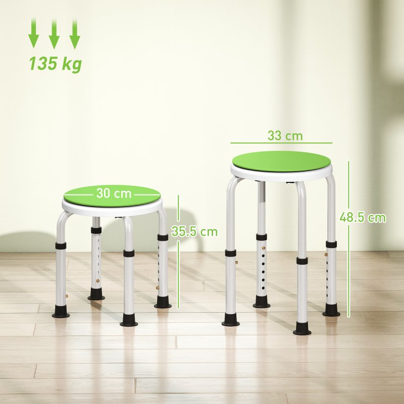 HOMCOM 360 Swivel Seat Bath Shower Stool, Adjustable Height Shower Chair with Aluminium Frame Non-Slip Feet Chair Safe Support Home Assistance