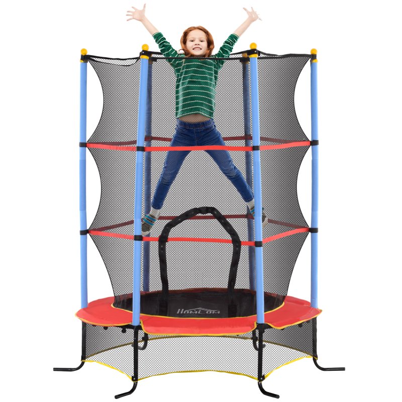 HOMCOM 6FT Kids Trampoline for Toddlers with Safety Net Enclosure Outdoor Indoor for Age 3-10 Years, Blue