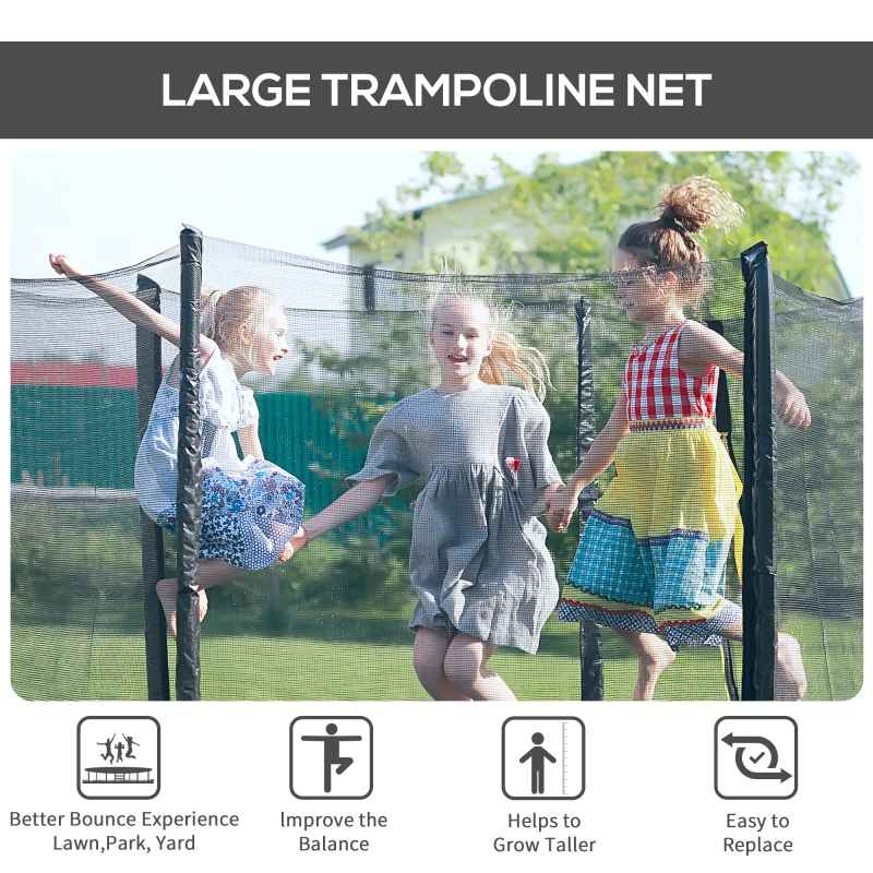 HOMCOM 8ft Trampoline Net Replacement Safety Net Enclosure Net Spare w/ 6 Poles