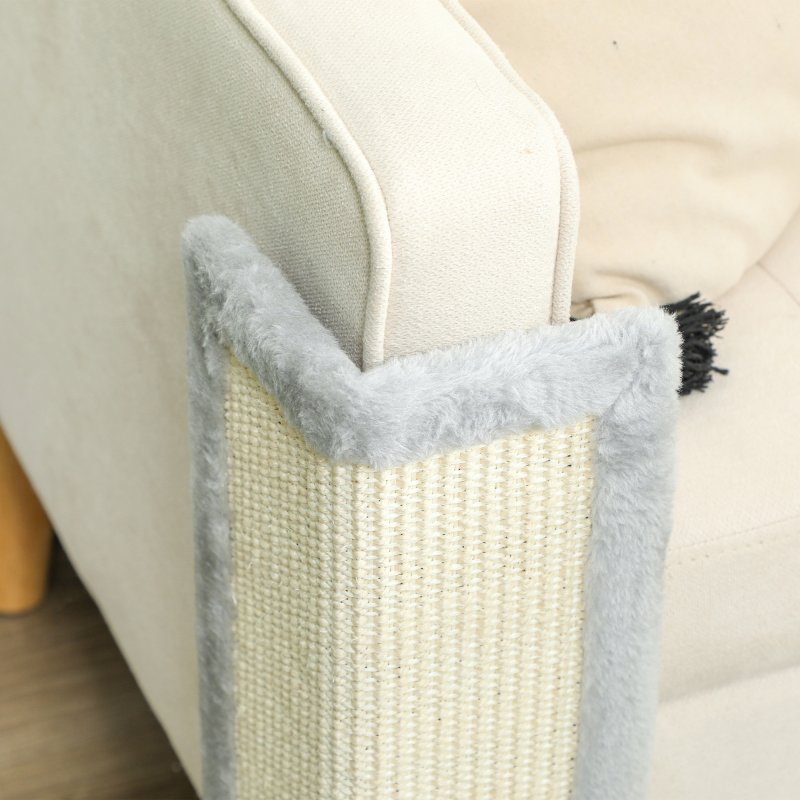 PawHut Cat Scratching Post, 56cm Corner Cat Scratch Post with Sisal Scratching Pad, for Indoor Corners, Table Corners, Sofa Corners, Grey
