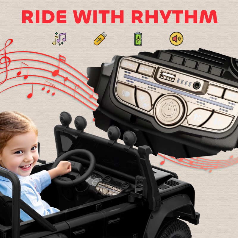 AIYAPLAY Land Rover Licensed Electric Car for Kids, 12V Battery-Powered Kids Ride On Car with Remote Control, Music, Horn, Suspension Wheels, LED Lights, Off-Road Toy for 3-5 Years Old, Black