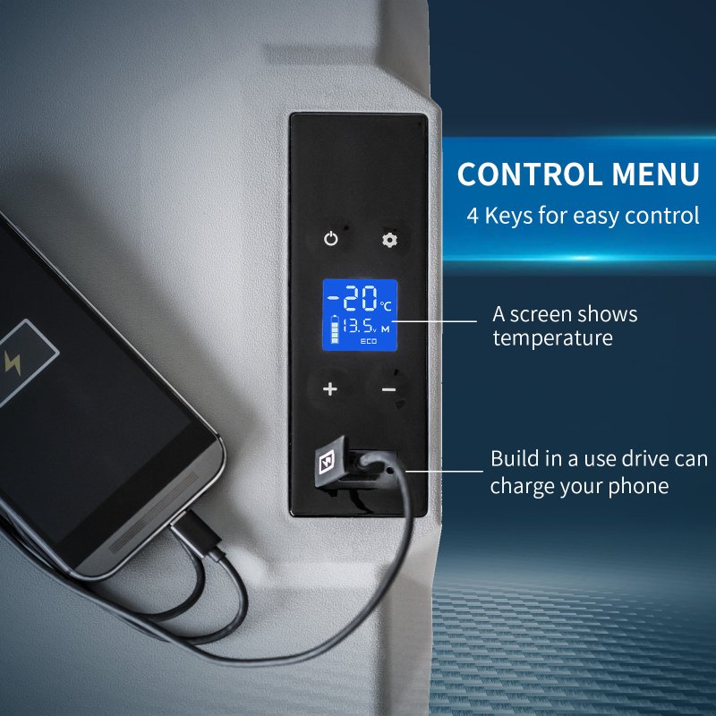 HOMCOM Car Refrigerator, Portable 12/24V Compressor Fridge Freezer, Electric Cooler Box Down to -20°C for Camping, (50 L)