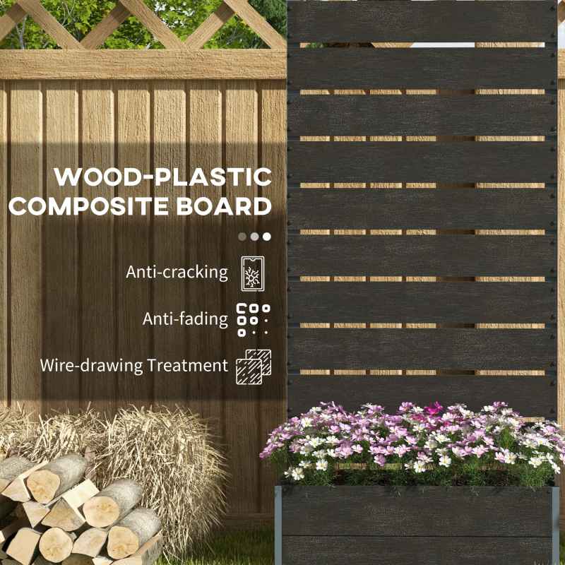 Outsunny Garden Planter with Trellis for Climbing Plants, Vines, Flowers, Freestanding Raised Bed for Garden, Outdoor, Patio, Planter Box with Drainage Gap, 72x38x150cm, Black