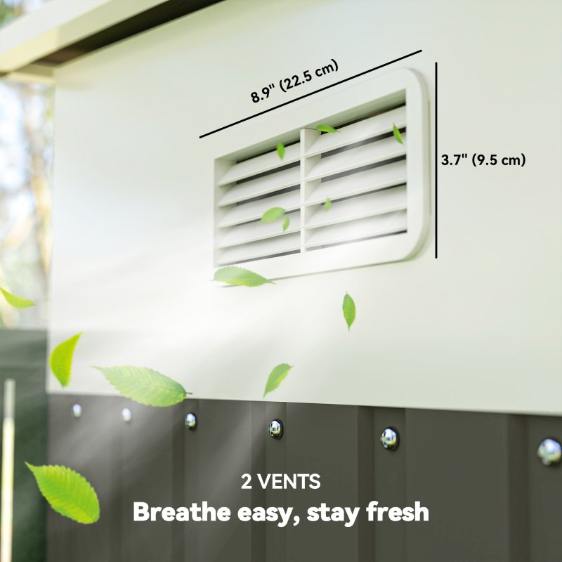 Outsunny 11.3 x 9.2ft Lean to Metal Garden Shed with Double Sliding Doors, Outdoor Galvanised Tool Storage House with 2 Air Vents, Grey