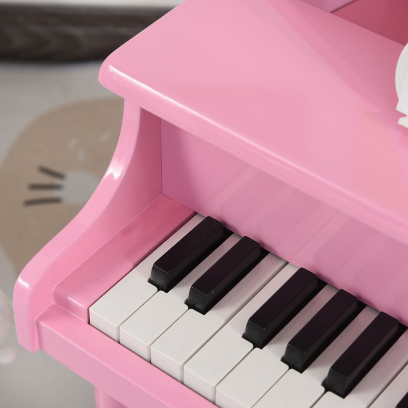 HOMCOM 30 Keys Kids Keyboard Piano Mini Piano Set Grand Piano with Music Stand and Bench Pink