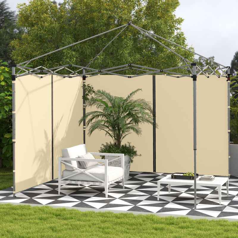 Outsunny Gazebo Side Panels with Zipped Doors, for 3x3 m or 3x6 m Pop Up Gazebo, 2 Pack Sides Replacement, Beige