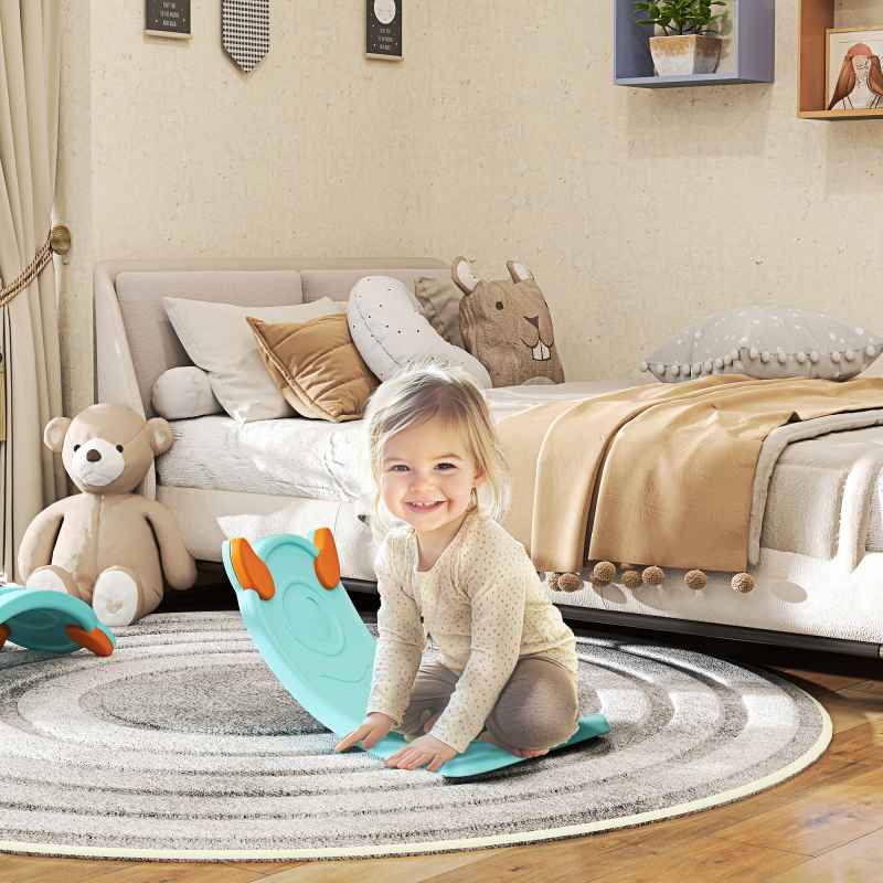 AIYAPLAY Balance Board Kids, Wobble Board Kids Seesaw Rock, Toddler Curved Balance Board for Balance Training & Sensory Play, Light Blue