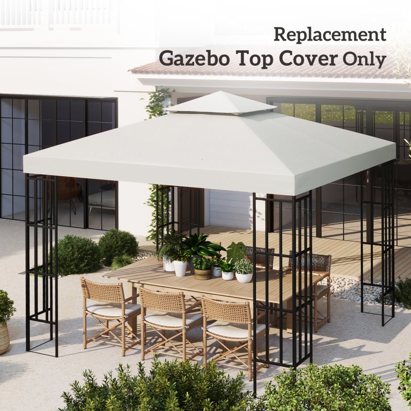 Outsunny 3 x 3(m) Gazebo Canopy Replacement Cover 2-Tier Roof Top Spare Part (TOP COVER ONLY)
