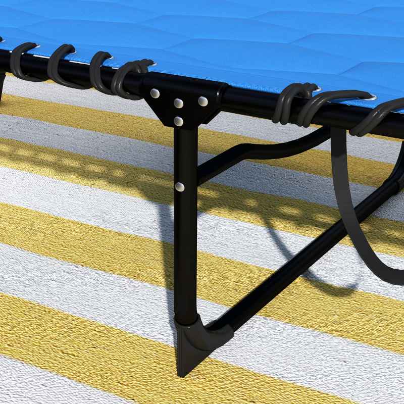 Outsunny Foldable Sun Lounger Set with 5-level Reclining Back, Outdoor Tanning Chairs Sun Loungers with Build-in Padded Seat, Side Pocket, Headrest for Beach, Patio, Blue